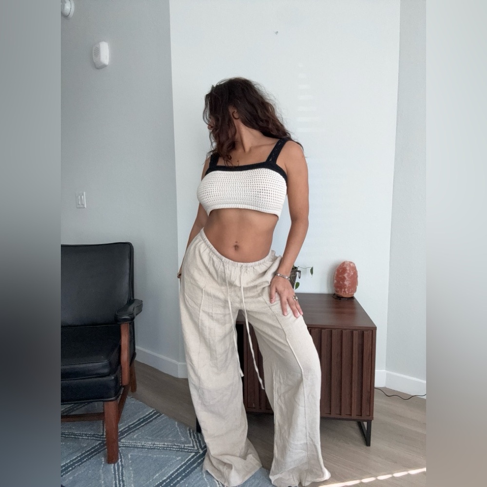 100% Linen Tall Women's Cream Pants